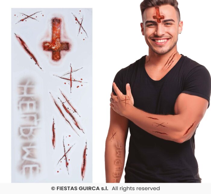 Tatuajes adhesivos heridas poseido - Imagen 1