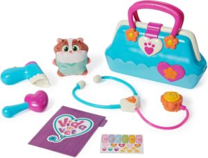 VIDA THE VET - Maletín Médico Juguete con 5 Accesorios + Peluche Hámster Popcorn de 13 cm