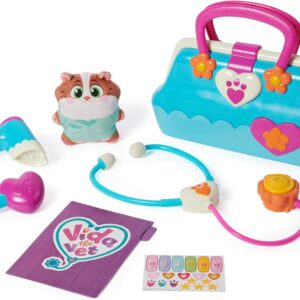 VIDA THE VET - Maletín Médico Juguete con 5 Accesorios + Peluche Hámster Popcorn de 13 cm