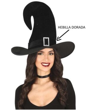 Originales Sombrero Bruja Elegante negro para disfrazarte durante Halloween o cualquier fiesta temát