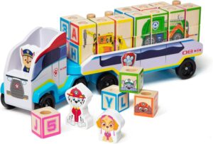 Paw Patrol Camión de Bloques ABC de Madera, Patrulla Canina Juguete Educativo, 33 Piezas, Juguetes d