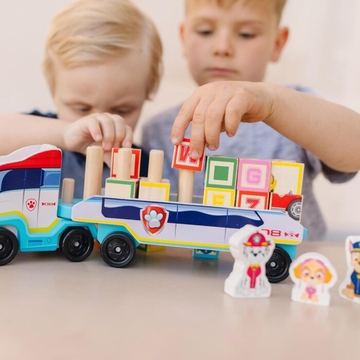 Paw Patrol Camión de Bloques ABC de Madera, Patrulla Canina Juguete Educativo, 33 Piezas, Juguetes d - Imagen 2