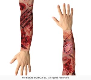 Set 2 mangas tela- efecto heridas zombie