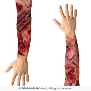 Set 2 mangas tela- efecto heridas zombie