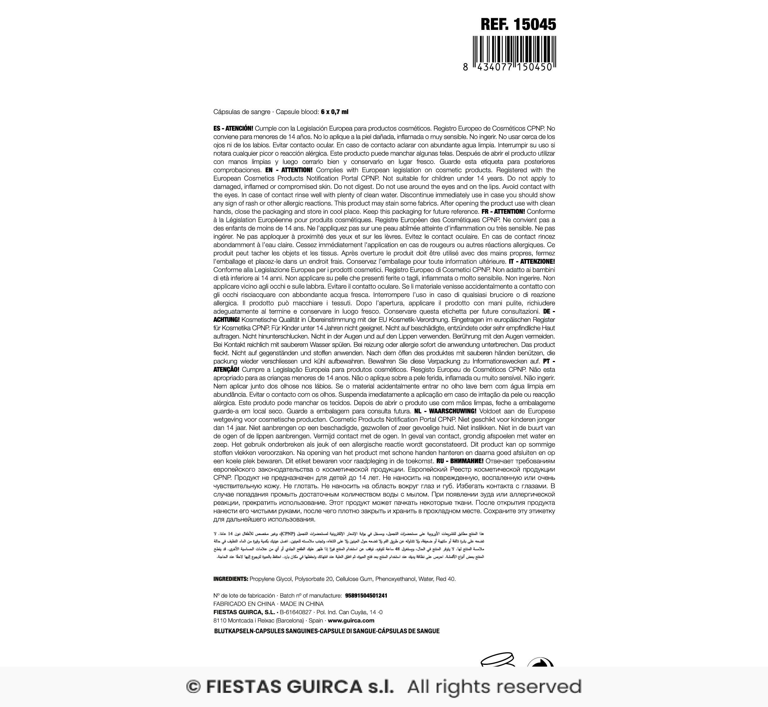 Pack 6 Capsulas sangre - Imagen 3