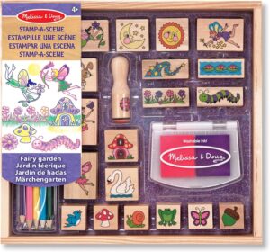 Juego de Sellos de Jardín de Hadas, Sellos Infantiles de Madera: Hadas, Animales, Flores y Más + Ti