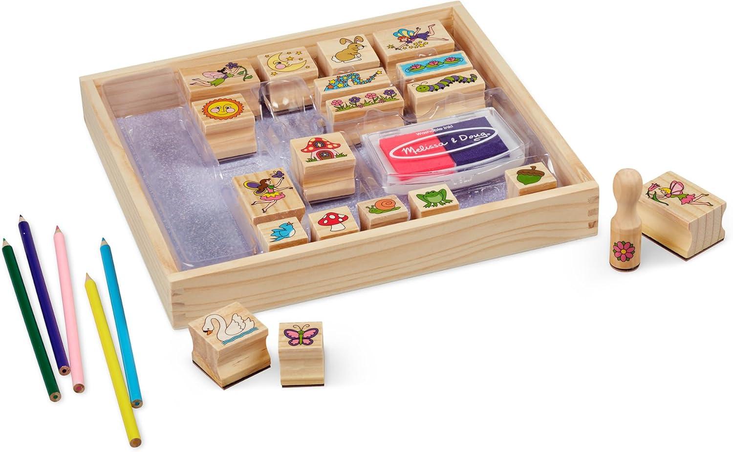 Juego de Sellos de Jardín de Hadas, Sellos Infantiles de Madera: Hadas, Animales, Flores y Más + Ti - Imagen 3