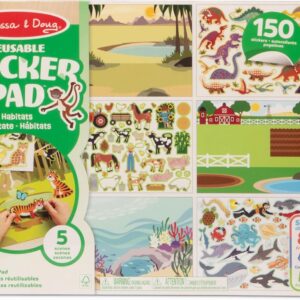 Bloc de Pegatinas Infantiles Hábitats, Naturaleza - Libro Pegatinas Reutilizables: 150 Autoadhesivo