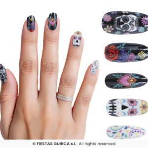 uñas postizas catrina dia de muertos