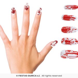 Uñas postizas ensangrentadas con glue