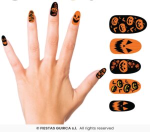 uñas postizas calabazas halloween