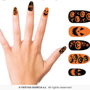 uñas postizas calabazas halloween