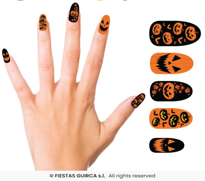 uñas postizas calabazas halloween - Imagen 1