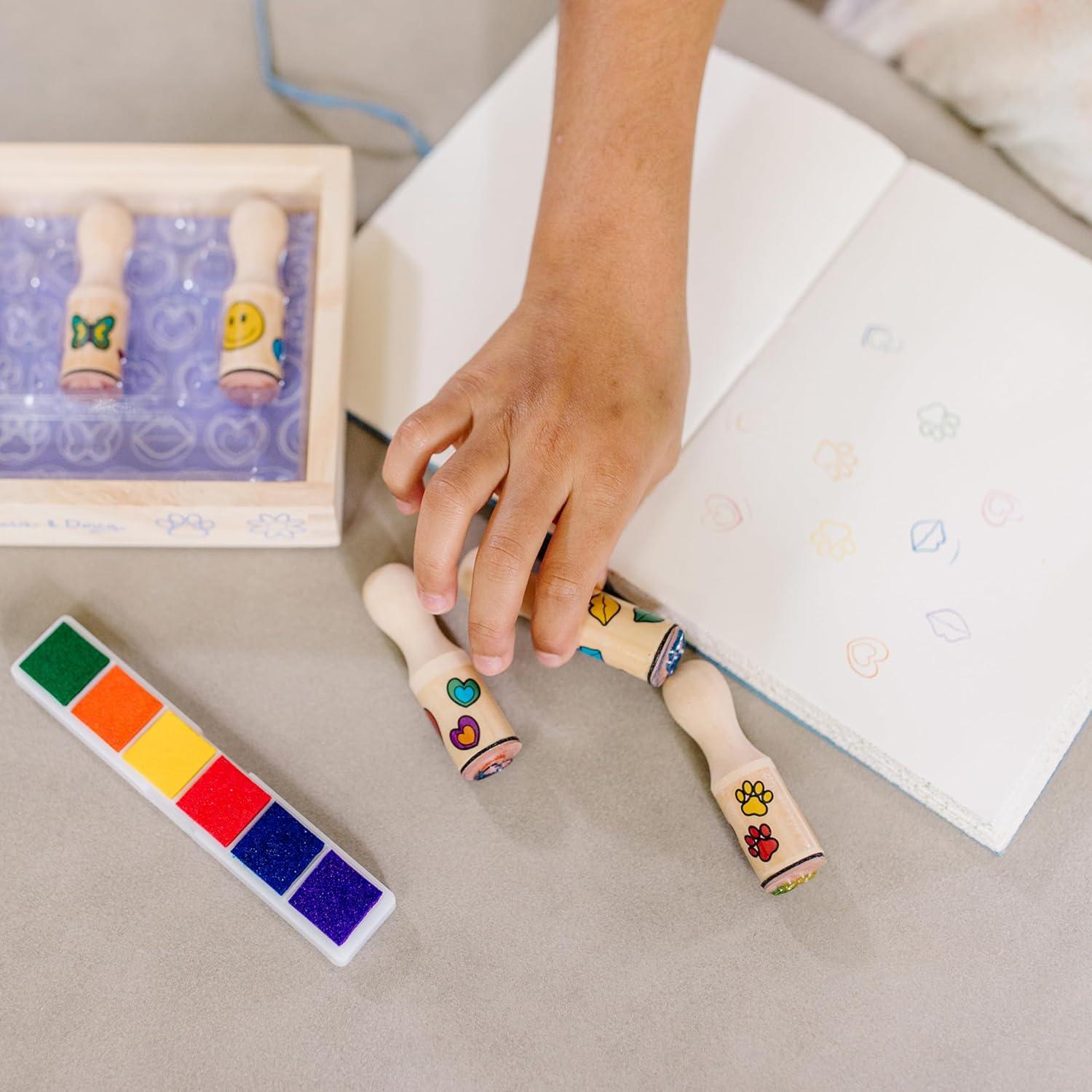 Sellos de Madera, 6 Sellos con Mangos fáciles de agarrar y una Almohadilla Multicolor para Estampar - Imagen 2