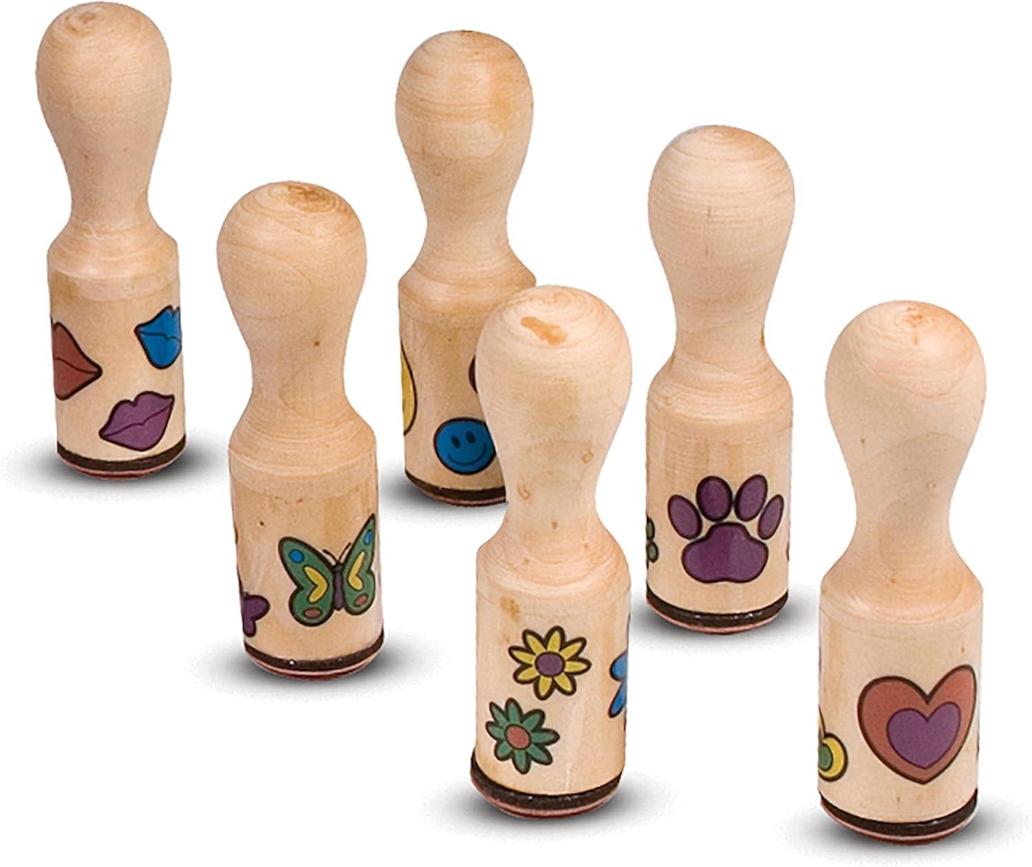 Sellos de Madera, 6 Sellos con Mangos fáciles de agarrar y una Almohadilla Multicolor para Estampar - Imagen 4