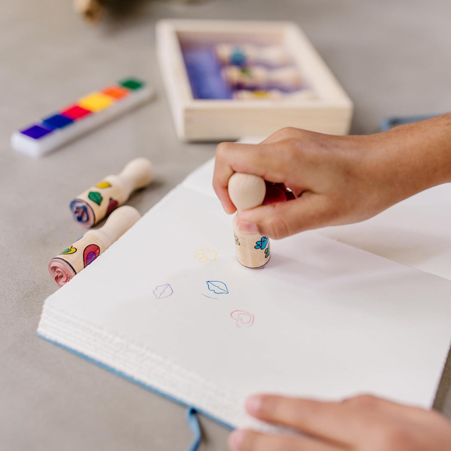 Sellos de Madera, 6 Sellos con Mangos fáciles de agarrar y una Almohadilla Multicolor para Estampar - Imagen 7