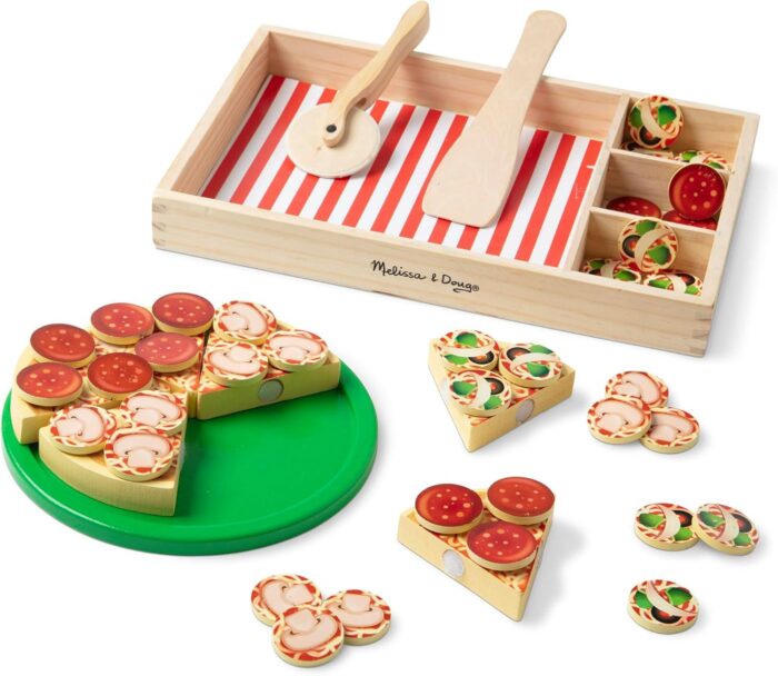 Pizza De Madera, Alimentos de Madera, Juguetes De Imitación, Juego Creativo, Accesorios de Cocina pa - Imagen 1