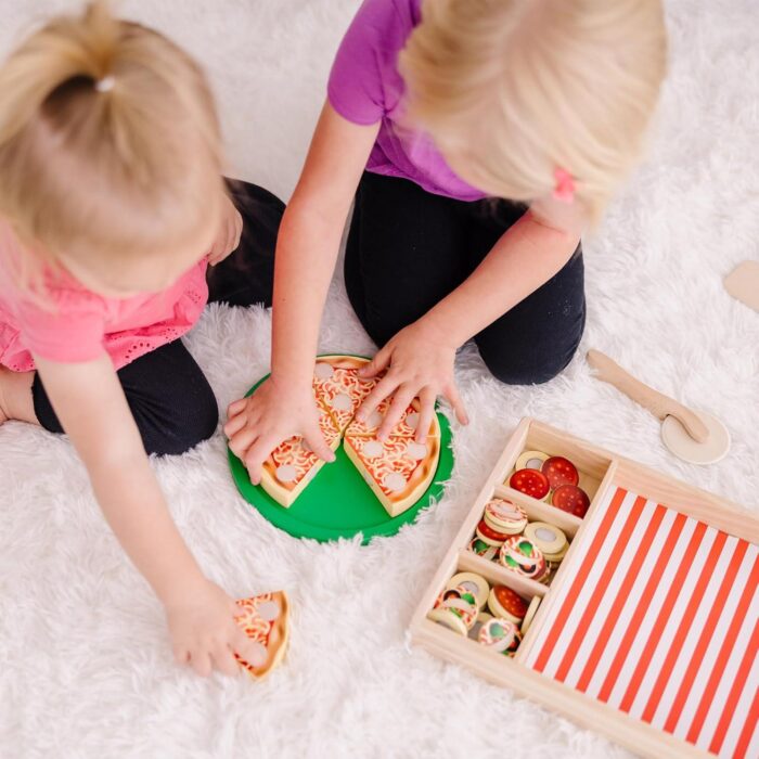 Pizza De Madera, Alimentos de Madera, Juguetes De Imitación, Juego Creativo, Accesorios de Cocina pa - Imagen 2
