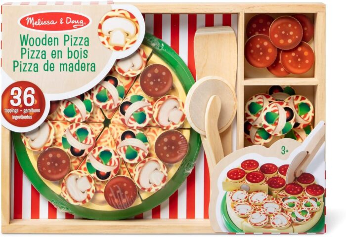 Pizza De Madera, Alimentos de Madera, Juguetes De Imitación, Juego Creativo, Accesorios de Cocina pa - Imagen 3