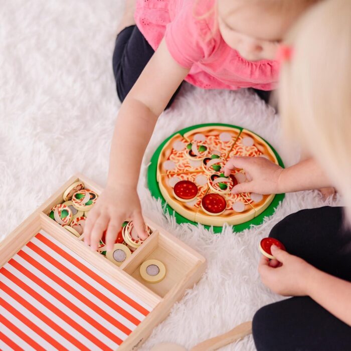 Pizza De Madera, Alimentos de Madera, Juguetes De Imitación, Juego Creativo, Accesorios de Cocina pa - Imagen 5