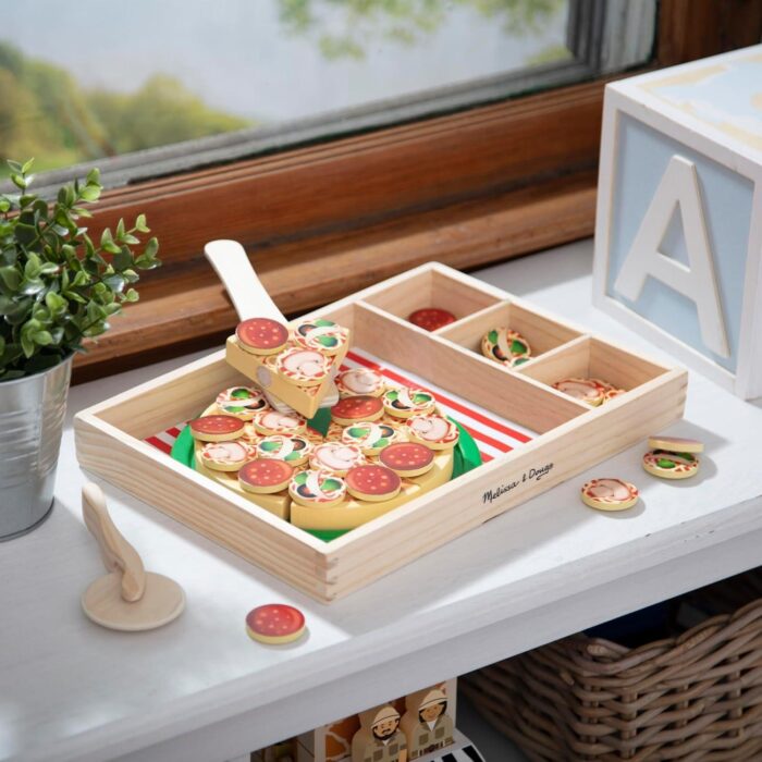 Pizza De Madera, Alimentos de Madera, Juguetes De Imitación, Juego Creativo, Accesorios de Cocina pa - Imagen 8