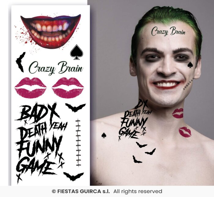 Tatuajes De Mr Smile JOKER 30x14 Cm - Imagen 1
