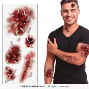 TATUAJE HERIDAS CON GUSANOS