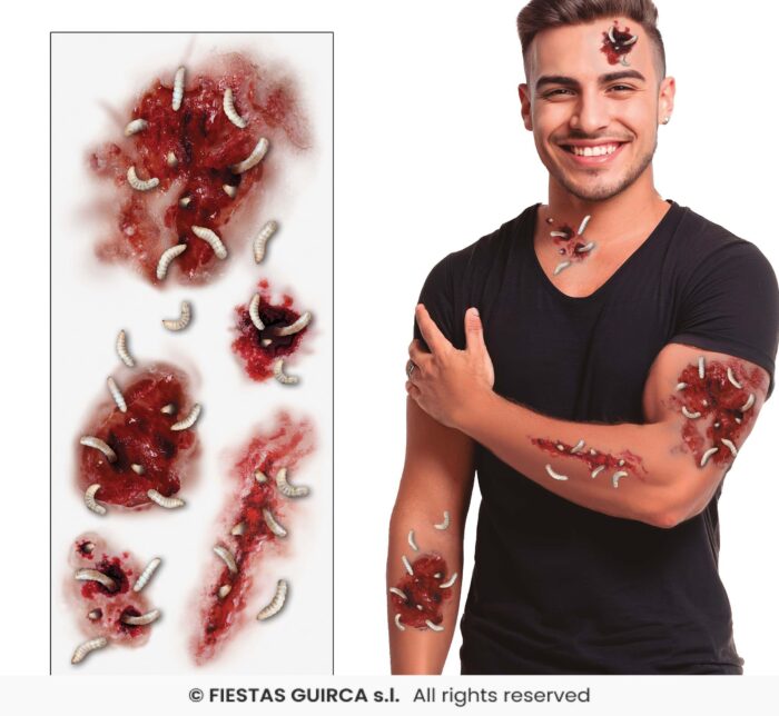 TATUAJE HERIDAS CON GUSANOS - Imagen 1