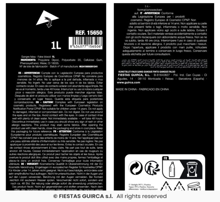 Bote grande de sangre artificial 1L - Imagen 4