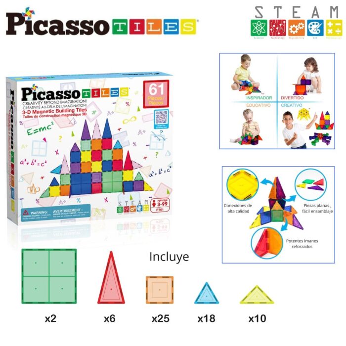 Juego de construcción Bloques magnéticos 61 piezas Picasso Tiles - Imagen 1