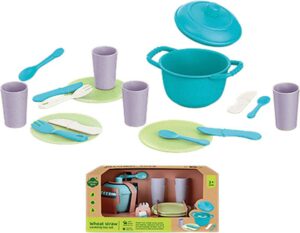 Menaje Ecológico Infantil 22 Piezas – Set de Cocina de Trigo y Plástico Reciclado