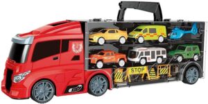 Camión Portacoches con 6 Vehículos y Accesorios – 40 cm