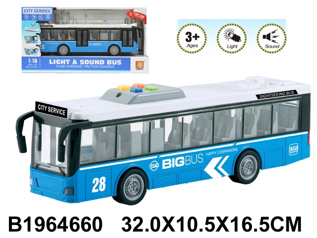 Autobús Infantil de Fricción con Luz y Sonido – City Service Big Bus