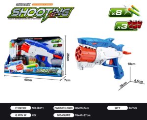 Pistola Tiburón con 8 Dardos y Latas – Lanzadardos Infantil Shark Shooting