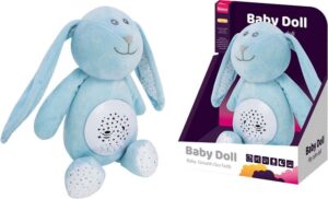 Conejito Azul Luminoso con Luz y Sonido – Peluche Baby Doll