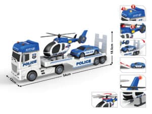 Camión de Policía con Helicóptero y Coche – Luz y Sonido