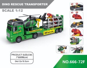 Camión con Dinosaurio y Helicóptero – Luz y Sonido (Rescue Truck)