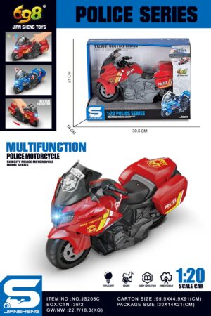Moto Policia Roja Luces Y Sonidos 25Cm.