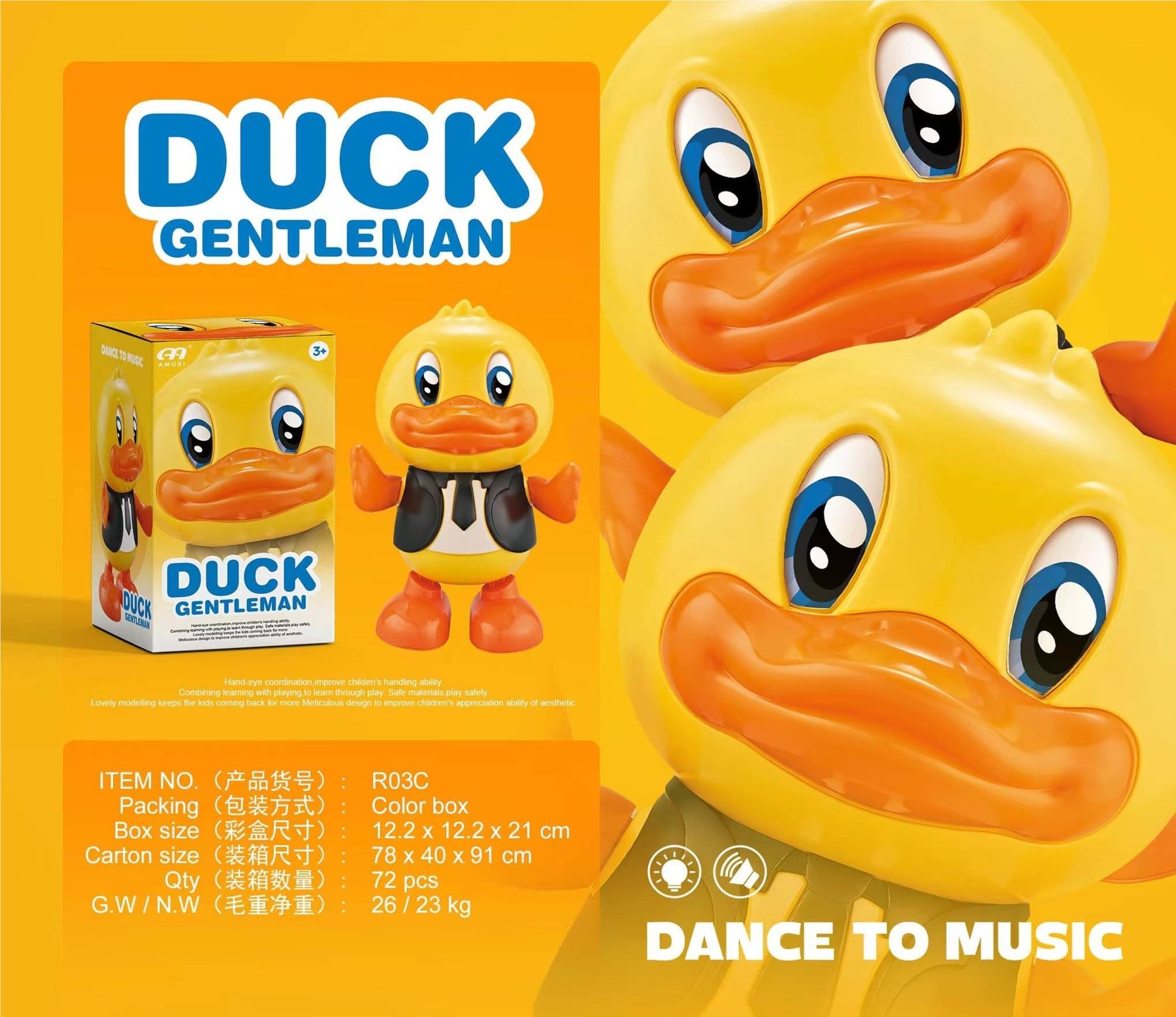 Pato Andador Musical Infantil Duck Gentleman – Juguete con Música y Movimiento