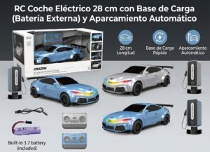 RC Coche Eléctrico 28 cm con Base de Carga y Aparcamiento Automático