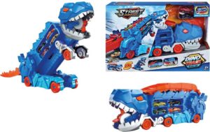 Camión Portacoches Dino Track Azul con Lanzadera y 2 Coches Metálicos