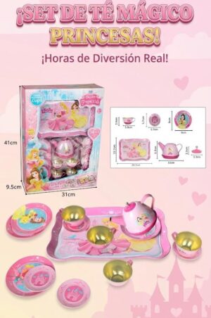 Set de Té Metálico Rosa Princesas – 14 Piezas