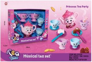 Juego de Té Musical Rosa con Caritas – Set 13 Piezas