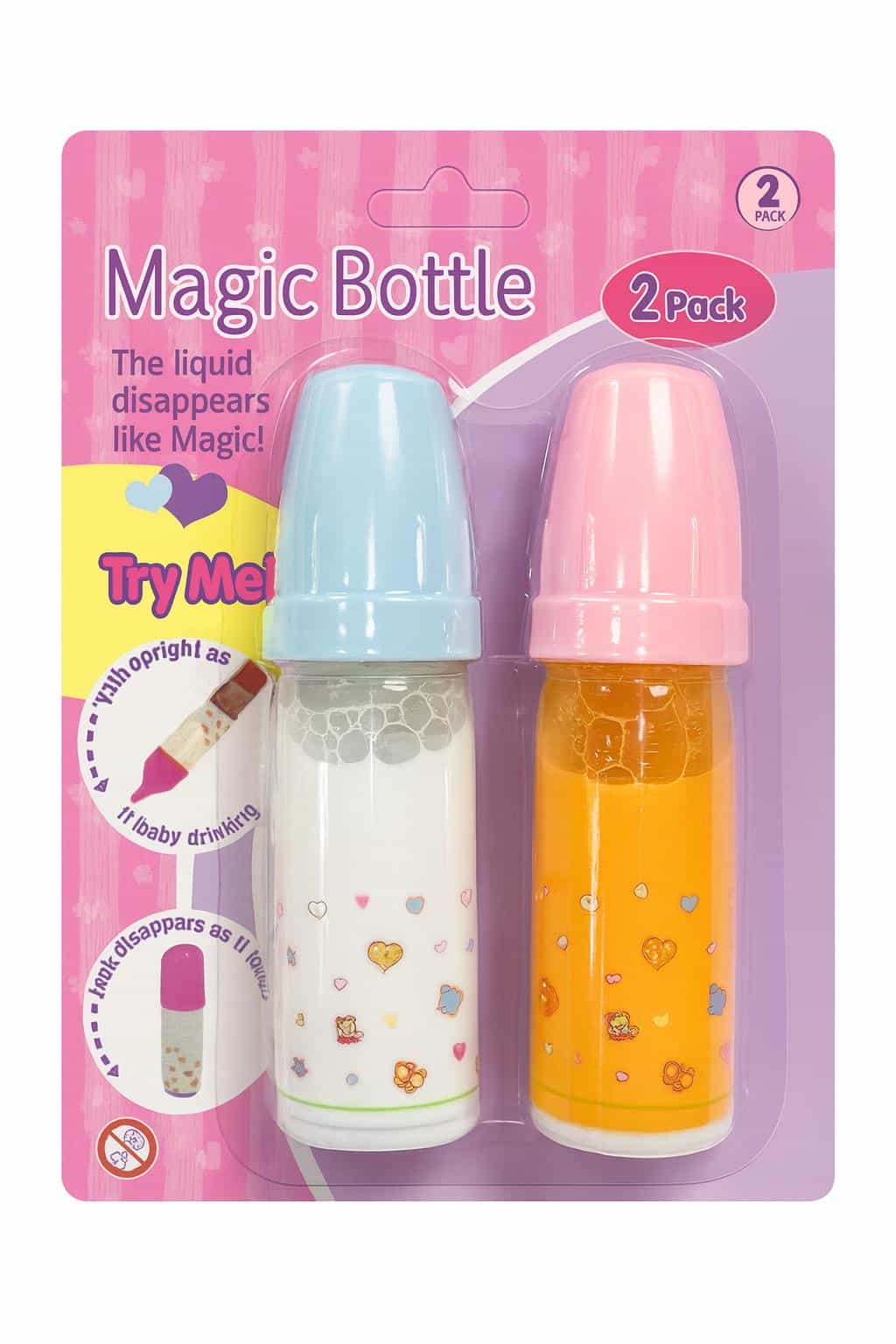 Pack 2 Biberones Mágicos 15 cm para Muñecas – Leche y Zumo
