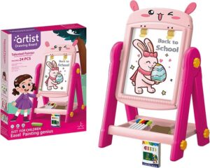 Pizarra Rosa Conejito 49 cm Doble Cara con Accesorios