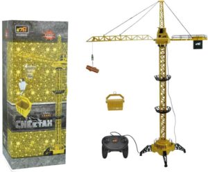 Grúa de Obra Amarilla 128 cm con Mando y Accesorios