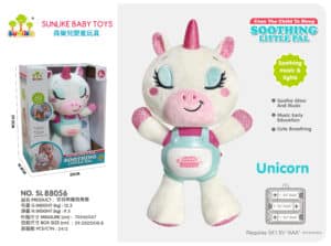 Peluche Unicornio Rosa con Luces y Música – 29 cm