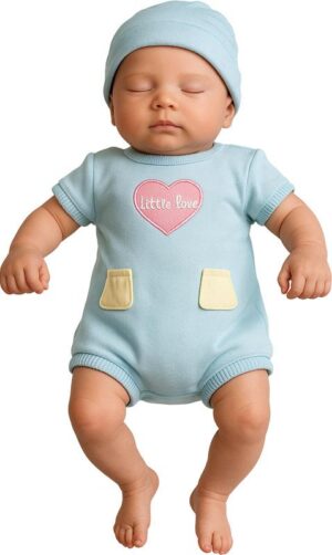 Muñeca de Silicona 20 cm – Bebé Realista con Body Azul