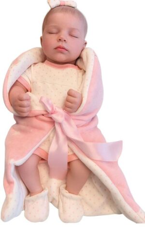 Muñeca de Silicona Niña 34 cm con Toquilla Rosa
