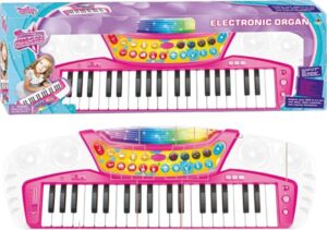 Órgano Rosa 63 cm con Micrófono – Teclado Infantil 37 Teclas y Grabación